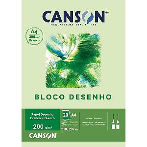 Bloco para Educação Artística Desenho A4 200G 20 Folhas Branco