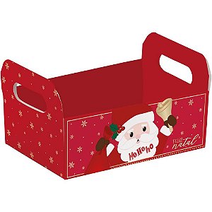 Cesta de Papel Natal com Cartão Teodoro 22X15X8CM Pacote com 10 Unidades