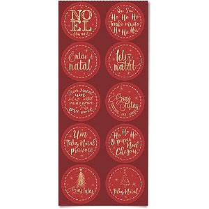Etiqueta Presente Natal Redonda Noel Estampas Sortidas C/30
