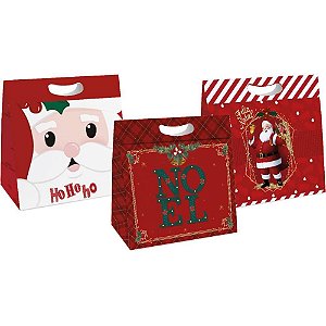 Sacola para Presente Natal NEW PLUS M 23X8,5X30CM C/10