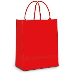 Sacola para Presente Vermelha M 26X19,5X9,5 CM - Pacote com 10 Unidades