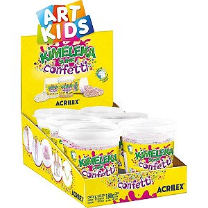 Slime Kimeleka Confetti 180G - Cores Sortidas - Caixa com 6 Unidades