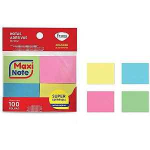 Bloco de Recado Autoadesivo Maxi Note 38X50MM - 4 Cores, 100 Folhas