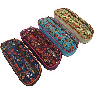 Estojo Tecido Porta Lápis OVAL Floral (S)