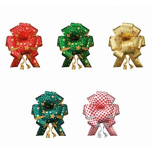 Laço Pronto Decorado Natalino 30MM X 84CM Estampas Sortidas Pacote com 10