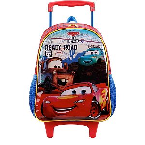 Mochila Infantil com Rodinhas CARS 16" com Carrinho de Metal