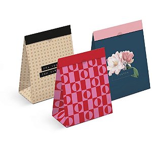 Saco de Papel Presente 35X26,5X11,5CM Sortido - Pacote com 10 Unidades