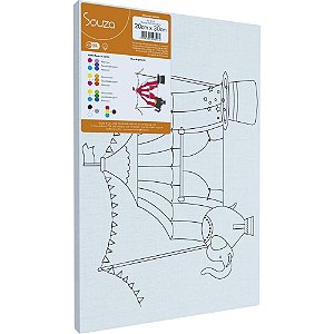 Tela para Pintura Riscada 20X30CM Circo Pacote com 06 Unidades