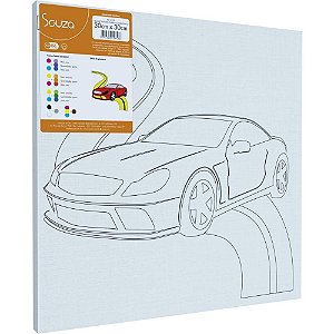 Tela para Pintura Riscada 30X30CM Carro 2 Vermelho - Pacote com 3 Unidades