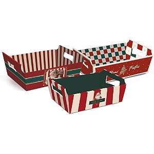 Cesta de Papel Natal M 22X15X9CM (S) Pacote com 10