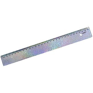 Régua de Poliestireno NEW Line Holográfica com Glitter 30CM - Pacote com 10 Unidades