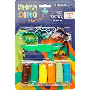 Massa para Modelar Criativa Dino 6 Cores com 5 Peças
