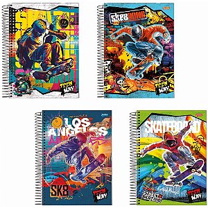 Caderno 10X1 Capa Dura Teen WAY 200 Folhas - Pacote com 4