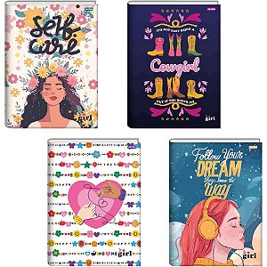 Caderno Brochura 1/4 Capa Dura IT GIRL 96 Folhas Pacote com 5