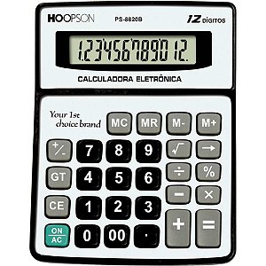 Calculadora de Mesa 12 Dígitos Pilha AAA Cinza