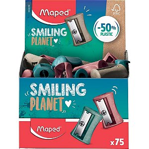 Apontador sem Depósito Vivo Smiling Planet 1 Furo - Display com 75 Unidades