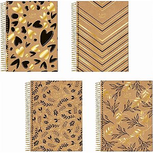 Caderno 10X1 Capa Dura KRAFT BLACK 160 Folhas - Pacote com 4