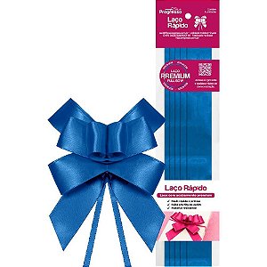 Laço Pronto Liso 22MM X 44CM Cetim Azul Royal - Pacote com 5 Unidades