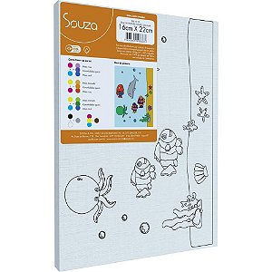 Tela para Pintura Riscada 16X22CM Fundo do MAR Pacote com 6 Unidades