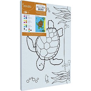 Tela para Pintura Riscada 20X30CM - Tartaruga, Pacote com 6 Unidades
