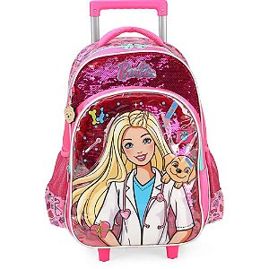 Mochila Infantil com Rodinha Barbie G PINK
