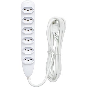 Extensão Elétrica 6 Tomadas 10A 3M Bivolt IN-TECH Branco