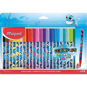 Caneta Hidrográfica Color PEPS Ocean DEC com 24 Cores - Pacote com 6