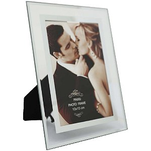 PORTA-RETRATO de Vidro Formas 10X15CM Cores Sortidas