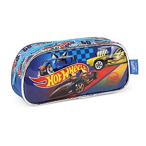 Estojo Tecido HOT Wheels 1ZÍPER Azul Claro