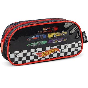 Estojo Tecido HOT Wheels 1 Zíper Preto