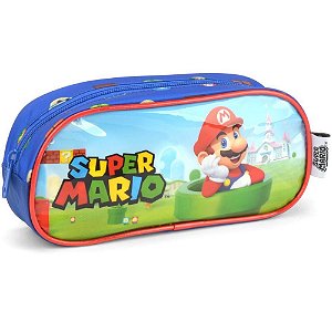 Estojo de Tecido Super Mario BROS com 1 Zíper - Azul