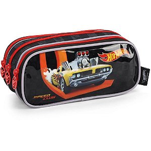 Estojo de Tecido HOT Wheels 3 Zíperes Preto