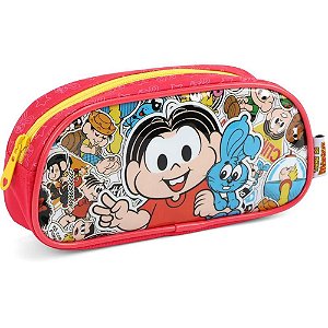 Estojo de Tecido Turma da Mônica 1 Zíper Vermelho