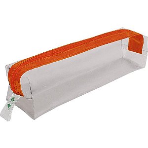 Estojo PVC TRANSP. Cristal Laranja 1ZÍPER
