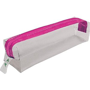 Estojo PVC TRANSP. Cristal PINK 1ZÍPER