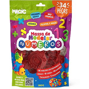 Massa para Modelar Criativa Números 300G 34 Peças com Moldes