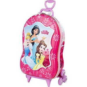 Mochila Infantil com Rodinha 3D Princesas