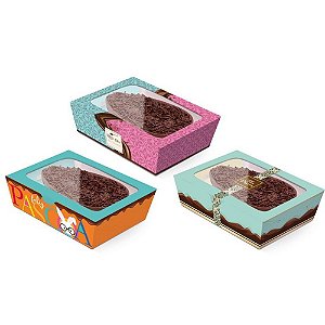 Caixa para OVO de Páscoa 350G com Colher 17X12,5X5,5CM Sortida – Pacote com 6