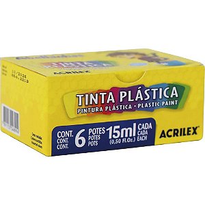 Tinta Plástica 6 Cores 15ML Pacote com 12