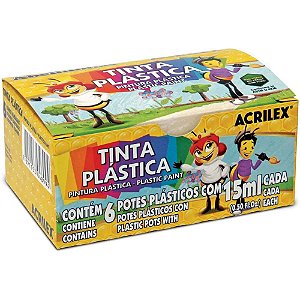 Tinta Plástica 6 Cores 15ML Pacote com 12