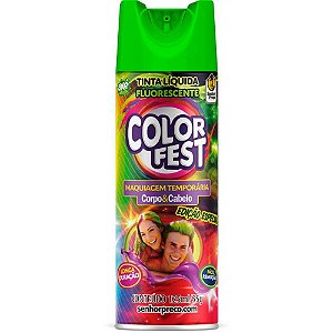 Tinta SPRAY para Cabelo 125ML Color FEST Verde Fluorescente - Caixa com 24