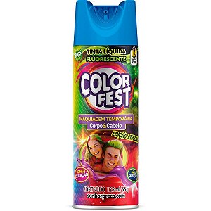 Tinta SPRAY Fluorescente Color FEST Azul 125ML - Caixa com 24 Unidades
