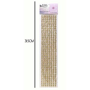 Pedraria 1/2 Pérola 6MM Ouro Cartela