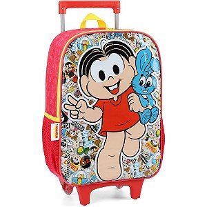 Mochila Infantil com Rodinha Turma da Mônica G Vermelha