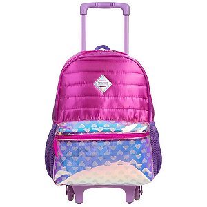 Mochila Infantil com Rodinha ARCO IRIS PLUS G PINK 48CM