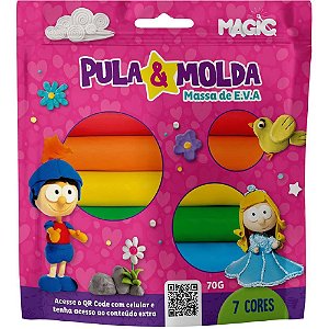 Massa para Modelar Criativa Princesa - 7 Cores - 70G - Pula e Molda