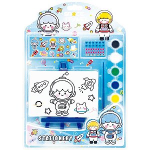 Kit Escolar VD/AZ C/3PÇS e Adesivos