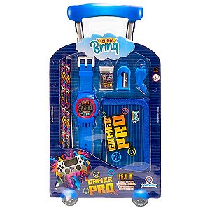Kit Escolar Maleta VERDE/AZUL com 6 Peças
