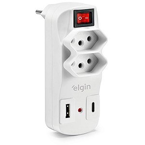 Filtro de Linha 2 Tomadas + USB Tipo A/C 10A