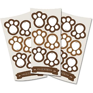 Etiqueta Adesiva Páscoa Patinhas Brancas com 18 Unidades Pacote com 12